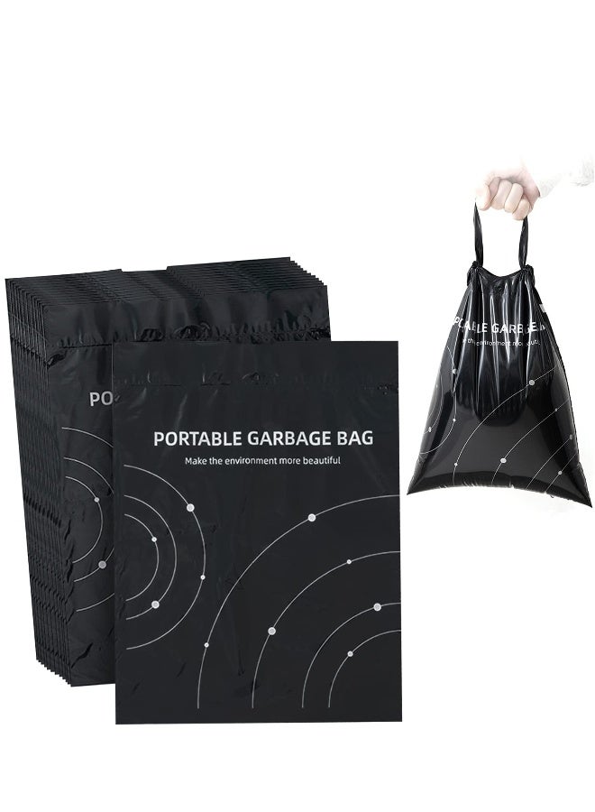 Disposable Trash Bags for Cars, 40 Pack Vomit Bags, Portable Drawstring, Paste Dual-Use Self Adhesive Cleaning Bags, Easy Stick on and Hanging, for Cars Kitchens Bedrooms Travel Office (Black) - Image 1